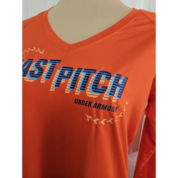 Under Armour Heat Gear Fitted Shirt Orange M - Picture 3 of 8